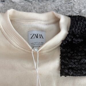 Zara Ivory Top with Black Sequin Bow